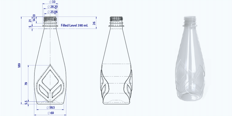 Bualuang Bottle Drawing and 3D Model